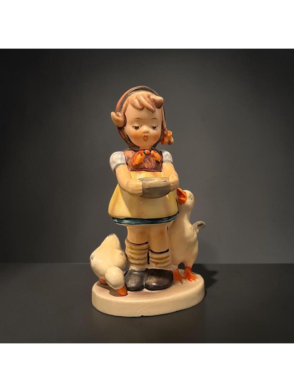 Vtg Goebel Hummel Be Patient Figurine Girl Feeding Geese W Germany 1985 , 4.75"